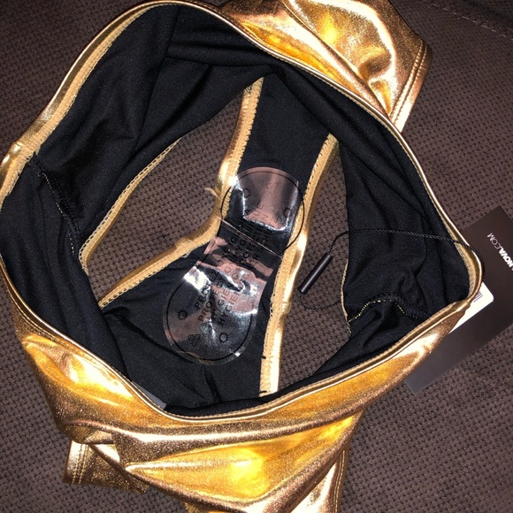 NWT Fashion Nova High Waisted Bikini Bottoms Gold - Picture 9 of 9